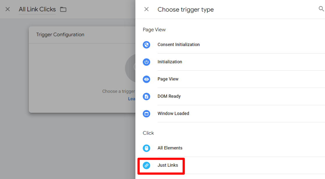 GTM - 仅链接触发