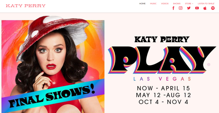 凯蒂·佩里 (Katy Perry) 网站主页