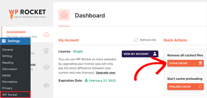 清除 WP Rocket 缓存 清除 WP Rocket 缓存