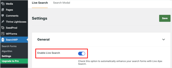 启用 SearchWP 的实时搜索 启用 SearchWP 的实时搜索