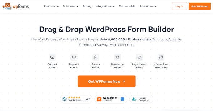 WPForms的主页 WPForms的主页