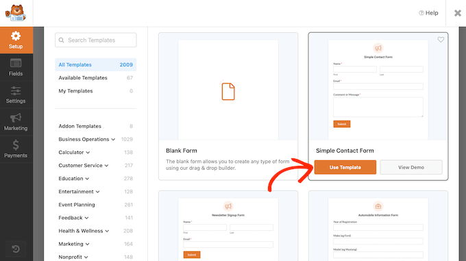 WPForms 的现成表单模板 WPForms 的现成表单模板